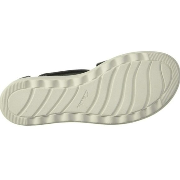 Clarks Jillian Rise Wedge Sandals Black Leather -6 - Picture 2 of 8
